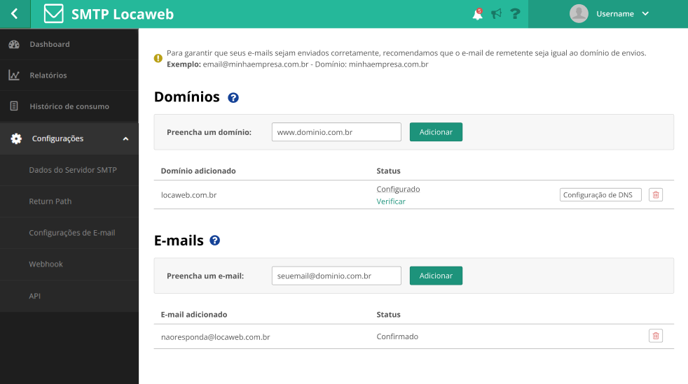 Aviso informando que as caixas receberão senhas temporárias e que os emails recebidos na origem durante a migração não serão migrados automaticamente.