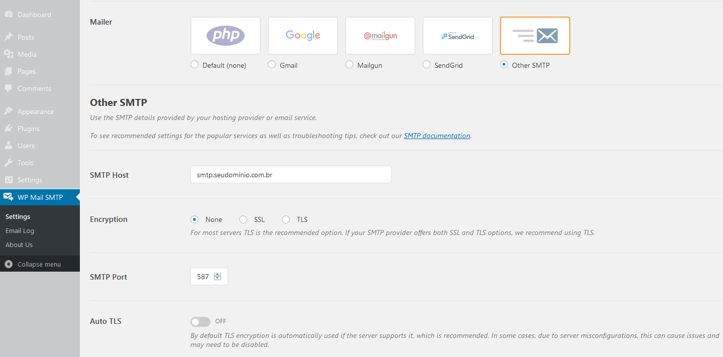 Como configurar o plugin WP Mail SMTP - Plesk Windows