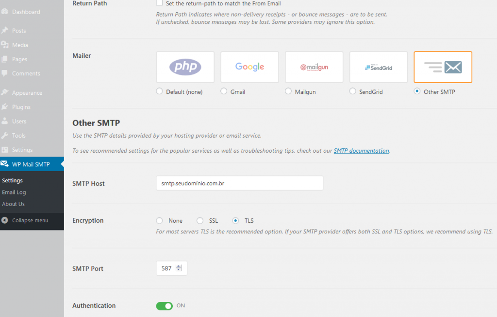 Como configurar o plugin WP Mail SMTP no servidor cPanel/Plesk Linux