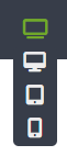[Alt text: imagem da barra lateral mostrando as quatro opções de tela para visualizar o e-mail criado e analisar a forma que o conteúdo se comportará em cada aparelho.] 