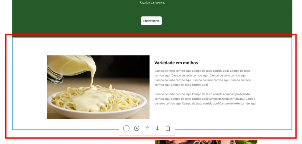 [Alt text: Imagem da área de edição do site. Uma das seções está selecionada.](Seções -Wiki 01 - Imagem 07)