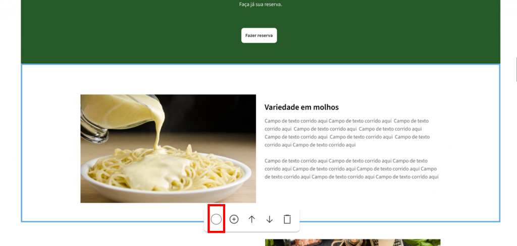 [Alt text: Imagem da seção selecionada com menu de ferramentas na parte inferior. O ícone em formato de círculo está em destaque. O nome da ferramenta é cor do fundo.](Seções -Wiki 02 - Imagem 02)