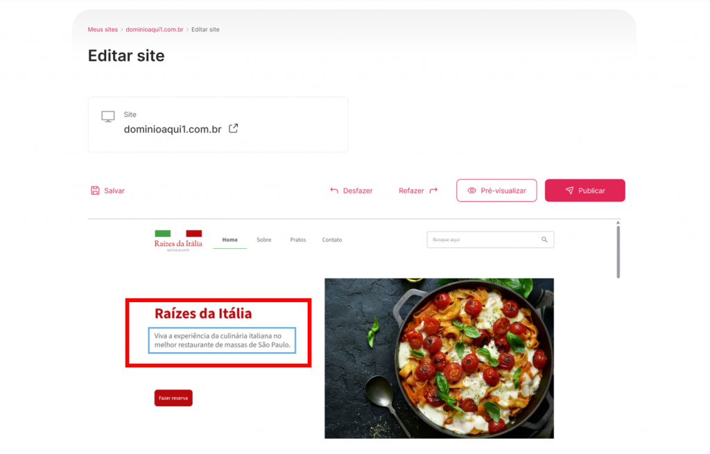 [Alt text: Imagem da área de edição de um site. Um bloco de texto da página está em destaque.](Textos - Wiki 02 - Imagem 04)