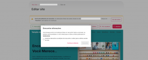 Imagem da mensagem informando que o site voltará para a última versão publicada. Abaixo do texto, tem uma caixa de seleção para confirmar que você entendeu que as alterações serão descartadas.