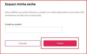 Clicar em "Esqueci minha senha"