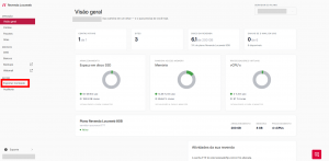 Imagem do dashboard inicial da revenda, destacando a aba de exportar conteúdo no menu lateral. 