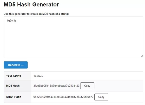 segurança do seu site MD5 hash generator