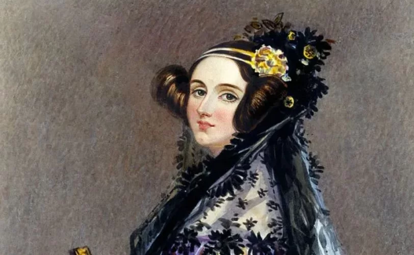 a imagem mostra uma pintura de Ada Lovelace. O retrato faz referência a sua contribuição na área da programação, tornando-se uma das principais mulheres da tecnologia.