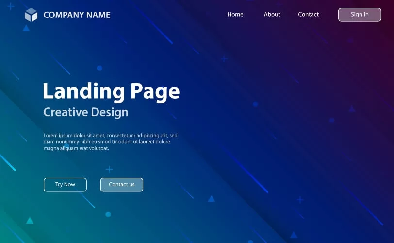 A imagem mostra um exemplo de template de landing page. 