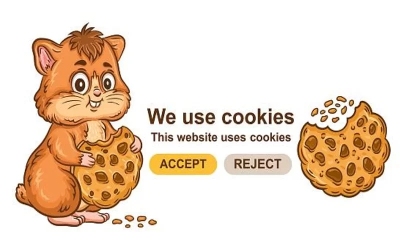Aviso, em inglês, sobre uso de cookies em um site