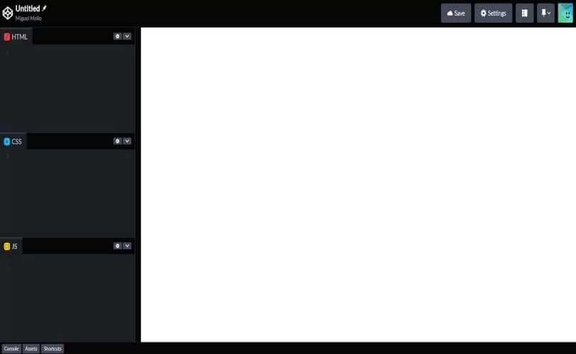 interface para criação de códigos na codepen