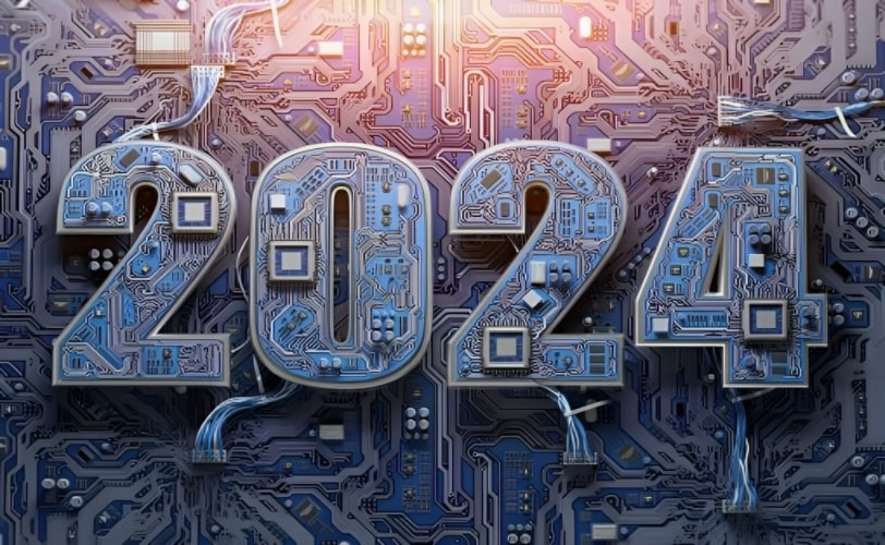A imagem está escrito ‘2024’ e compõe o conteúdo sobre mercado de tecnologia para o ano de 2024.