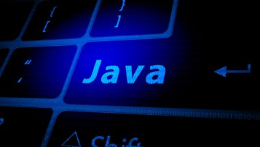 Botão de teclado em computador escrito "Java"