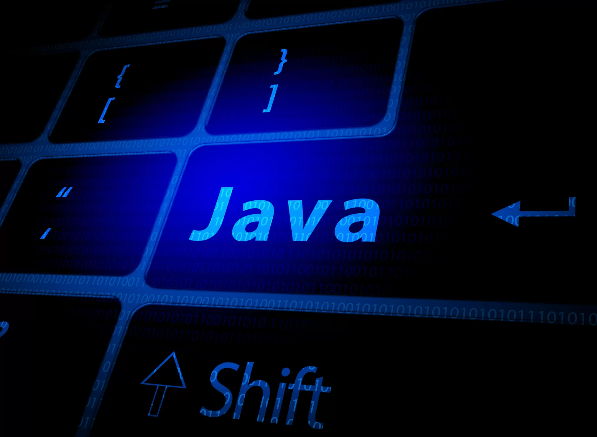 Botão de teclado em computador escrito "Java"