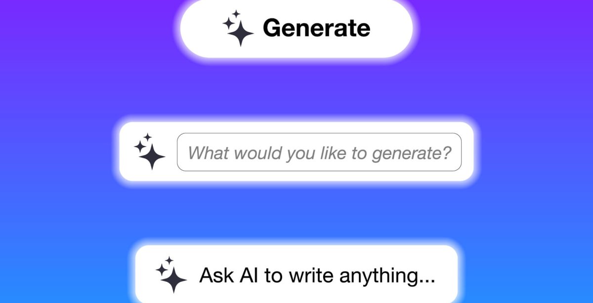 A imagem simula uma conversa entre um usuário e uma inteligência artificial, como o ChatGPT, por exemplo. Nela aparecem duas perguntas: "O que você gostaria de saber" e "Peça para escrever sobre qualquer coisa".