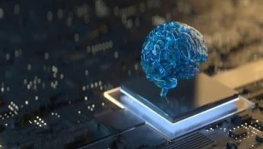 A imagem mostra uma representação do cérebro humano sobre um processador de computador. Ela traduz o conceito de Deep Learning, em que as máquinas auxiliam seres humanos nas tomadas de decisões e aprendizados.