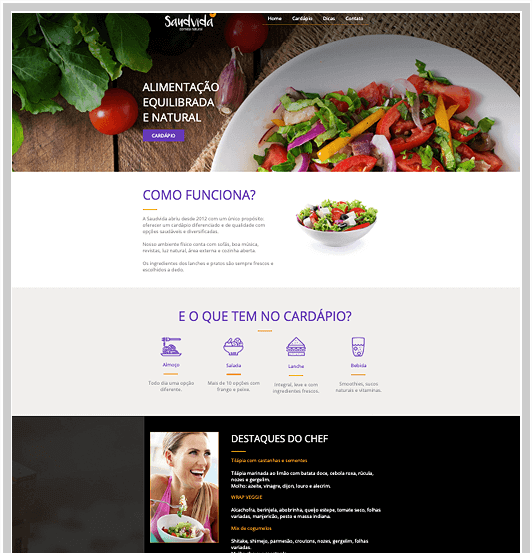 Alimentação vegana, personal trainer ou qualquer negócio que você precise de um site.