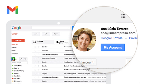 Email do Google com o nome da sua empresa